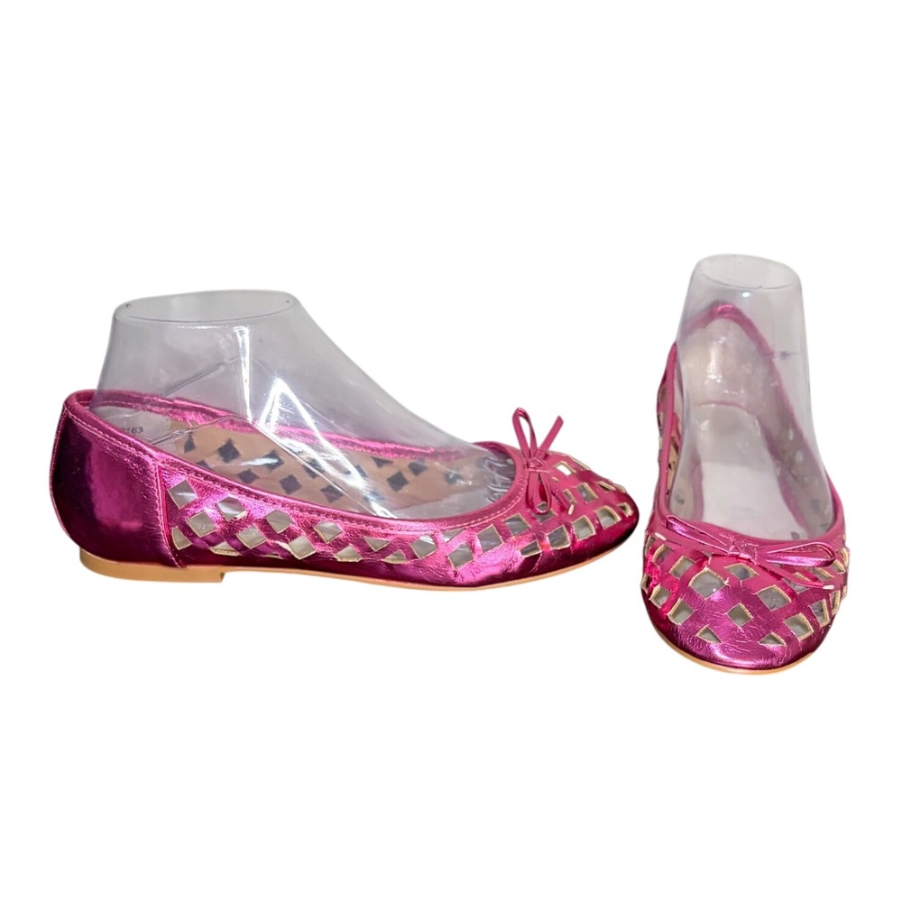 Twiggy London Pink Ballet Flat Metallic Lattice Cutout Women's Size 7.5W